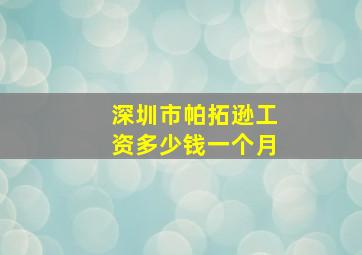 深圳市帕拓逊工资多少钱一个月