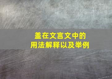 盖在文言文中的用法解释以及举例